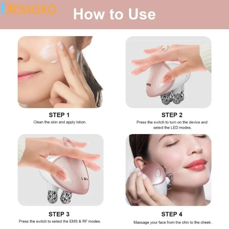 New  5 IN 1 RF Facial Massager Massage Head  EMS Home Use Facial Device Cream Light Therapy Anti Aging Wrinkle Beauty Apparatus