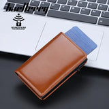 New Anti Rfid Credit Card Holder Wallet Men Slim Mini Black Carbon Fiber Business Cardholder Case Pop Up Metal Minimalist Wallet