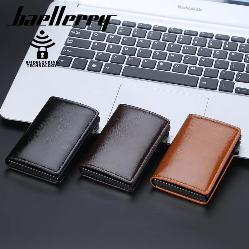 New Anti Rfid Credit Card Holder Wallet Men Slim Mini Black Carbon Fiber Business Cardholder Case Pop Up Metal Minimalist Wallet