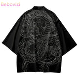 New Arrival Japanese Style Dragon Print Traditional Kimono Men Yukata Cardigan Shirts Cosplay Haori Oversized Streetwear Tops