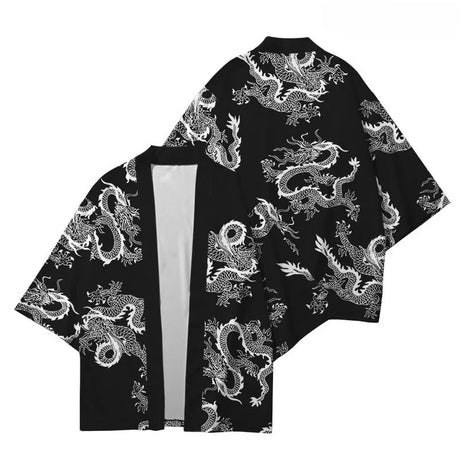 New Arrival Japanese Style Dragon Print Traditional Kimono Men Yukata Cardigan Shirts Cosplay Haori Oversized Streetwear Tops