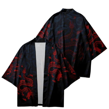 New Arrival Japanese Style Dragon Print Traditional Kimono Men Yukata Cardigan Shirts Cosplay Haori Oversized Streetwear Tops