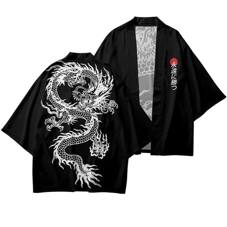 New Arrival Japanese Style Dragon Print Traditional Kimono Men Yukata Cardigan Shirts Cosplay Haori Oversized Streetwear Tops