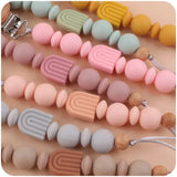 New Baby Pacifier Clip Chain Silicone Beads Rainbow  Appease Soothes Infant Pacifier Leashes & Cases Dummy Holder