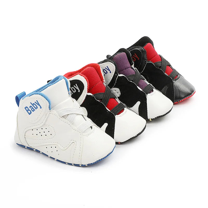 New Baby Shoes Boy Girl Shoes Basketball Sports Shoes High Gang Soft Sole Newborn ToddlerInfant First Walkers Baby Crib Shoes