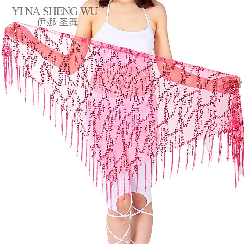New Belly Dance Costumes Sequins Tassel Indian Belly Dance Hip Scarf for Women Dance Performance Waist Belt 11kinds of Colors