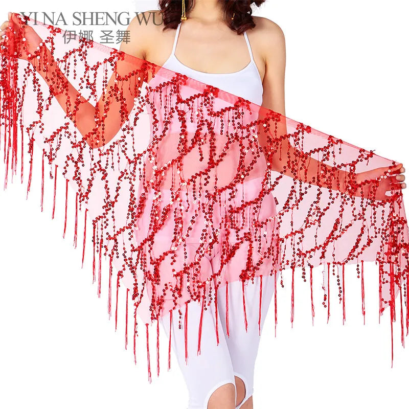 New Belly Dance Costumes Sequins Tassel Indian Belly Dance Hip Scarf for Women Dance Performance Waist Belt 11kinds of Colors