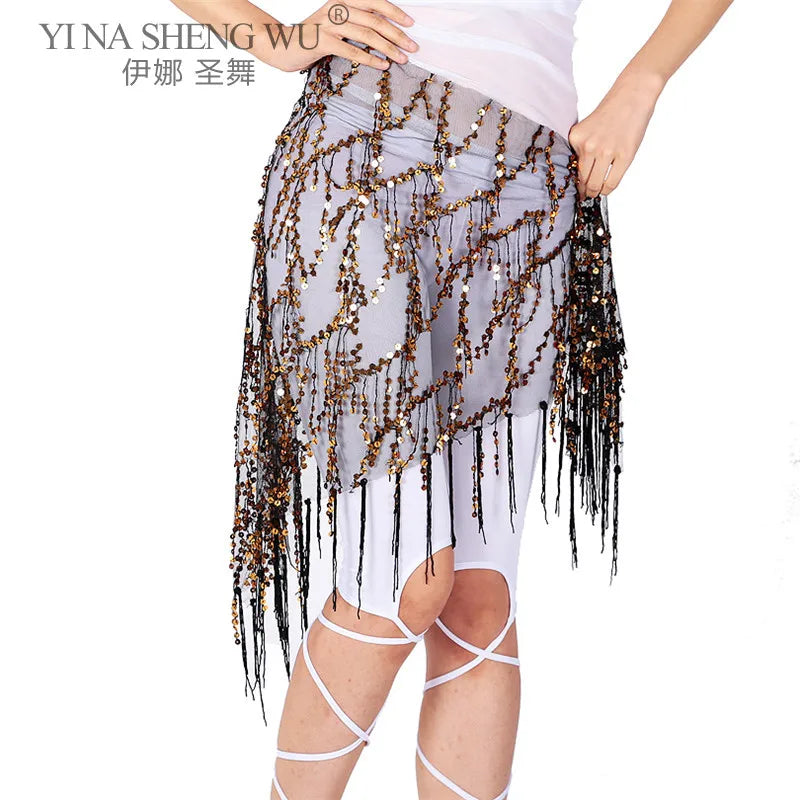 New Belly Dance Costumes Sequins Tassel Indian Belly Dance Hip Scarf for Women Dance Performance Waist Belt 11kinds of Colors