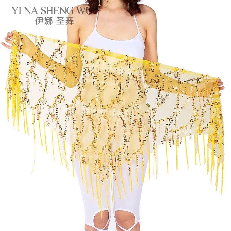 New Belly Dance Costumes Sequins Tassel Indian Belly Dance Hip Scarf for Women Dance Performance Waist Belt 11kinds of Colors