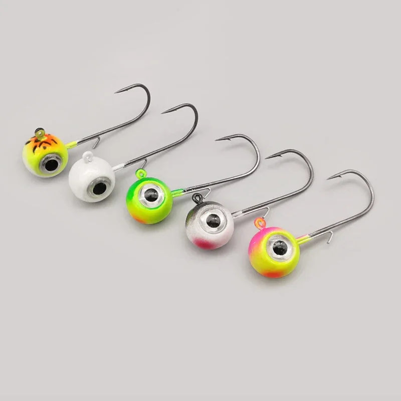 New Big Eyes Jig Head Fishing Hooks with Mustad Hook 1.8g 3.5g 5g 7g 10g Fish Head Fishhook For Soft Worm Fishing Tackle DIY Kit