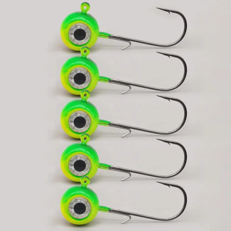 New Big Eyes Jig Head Fishing Hooks with Mustad Hook 1.8g 3.5g 5g 7g 10g Fish Head Fishhook For Soft Worm Fishing Tackle DIY Kit