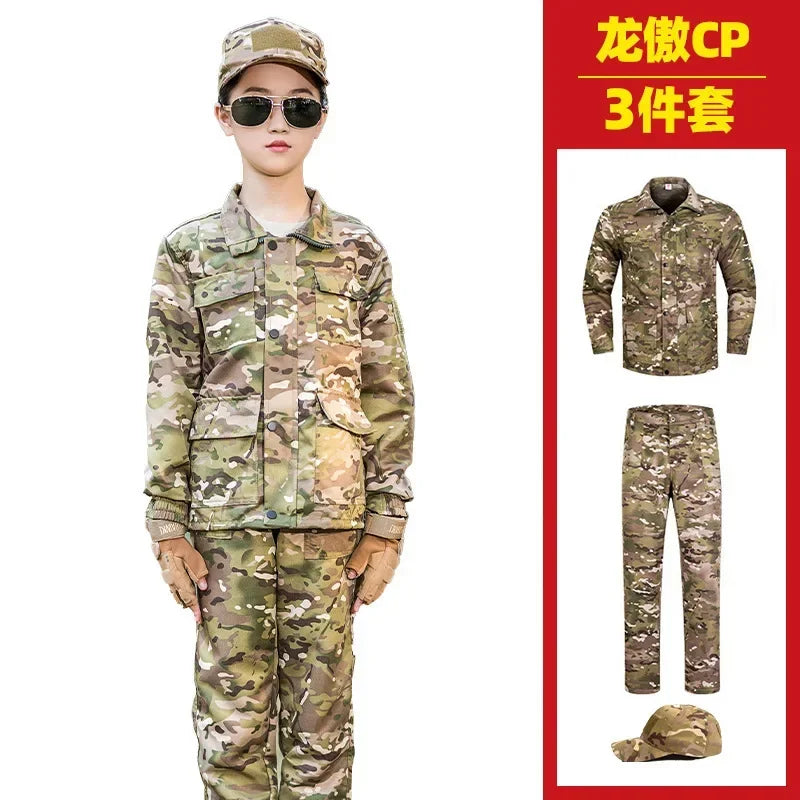 New Camouflage Uniform Suit for Children Outdoor Outward Movement Winter Camp Military Training Uniform for School Students