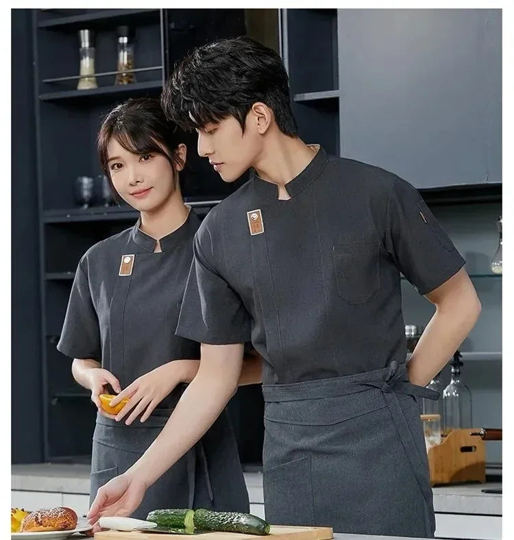 New Chef Jackets for Men Women Short Long Sleeve Cook Shirt Solid Chef Uniform Bakery Restaurant Waitress Waiter Uniform Tops