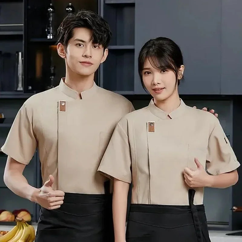 New Chef Jackets for Men Women Short Long Sleeve Cook Shirt Solid Chef Uniform Bakery Restaurant Waitress Waiter Uniform Tops