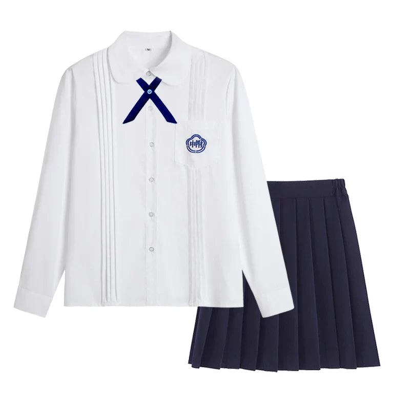 New Chinese Taiwan Graduation Clothes Uniform Suit High School Student Seifuku Girl Jk Uniforms Set Navy Pleated Skirts Japanese