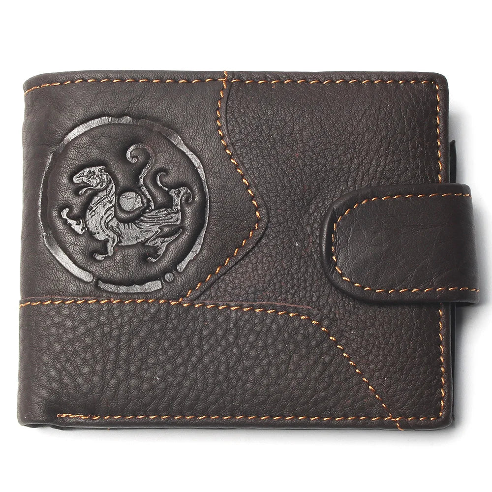 New Coin Purse Cheap Mens Retro Tiger Pattern Wallet Genuine Leather For Men Card Holder Strong