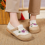 New Embroidery Flowers Flats for Women 2023 Autumn Comfortable Canvas Casuals Shoes Woman Chinese Style Espadrille Shoes Female