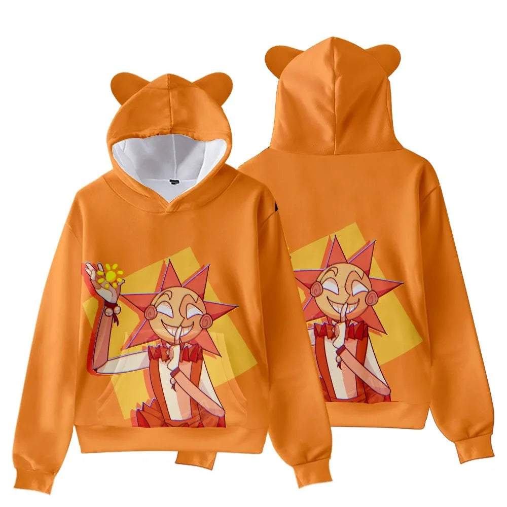 New FNAF Sundrop&Moondrop Pullover Kids Hoodie Sweatshirts Cat Ears Cartoon Sweatshirt Teens Boys Girls Cosplay Costume Hoodies