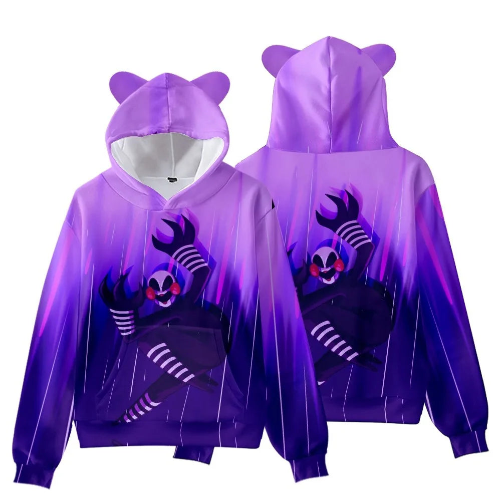 New FNAF Sundrop&Moondrop Pullover Kids Hoodie Sweatshirts Cat Ears Cartoon Sweatshirt Teens Boys Girls Cosplay Costume Hoodies