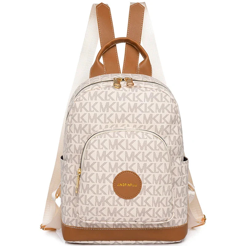 New Famous Women's Retro Print Design Backpack Large Capacity Anti Theft Anti Splash Backpack Premium High Quality PU School Bag