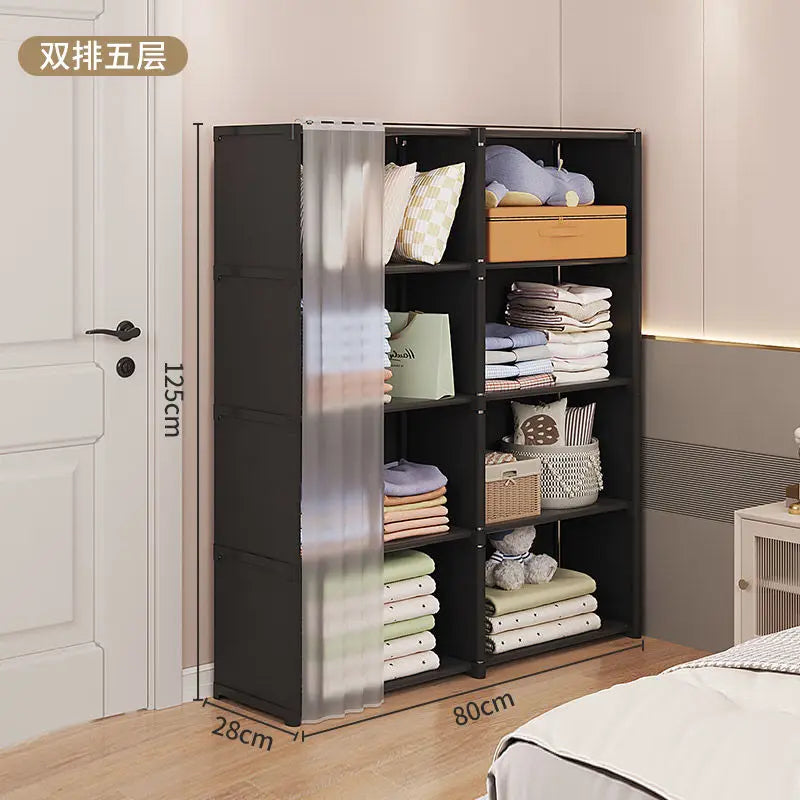 New Foldable Multi-layer Wardrobe Household Dustproof Wardrobe Simple Assembly DIY Storage Wardrobe Bedroom Open Storage Cabinet