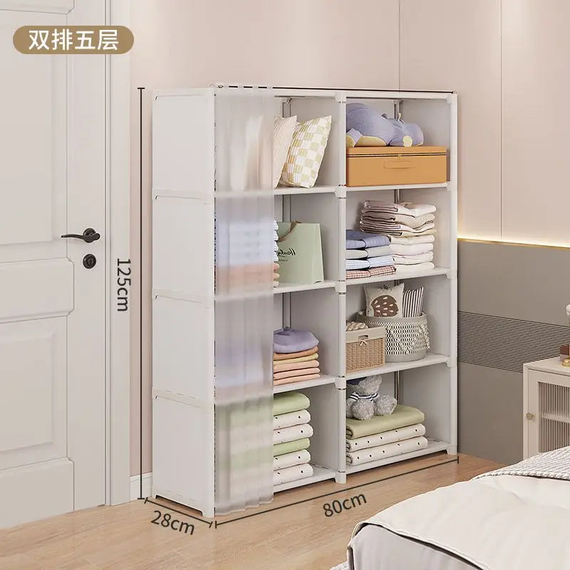 New Foldable Multi-layer Wardrobe Household Dustproof Wardrobe Simple Assembly DIY Storage Wardrobe Bedroom Open Storage Cabinet