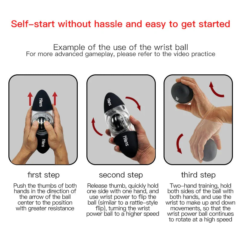 New Hands Strengthener Force Power Wrist Ball Gyroscope Spinning Wrist Rotor Gym Grip Exerciser Gyro Fitness Ball Muscle Relax