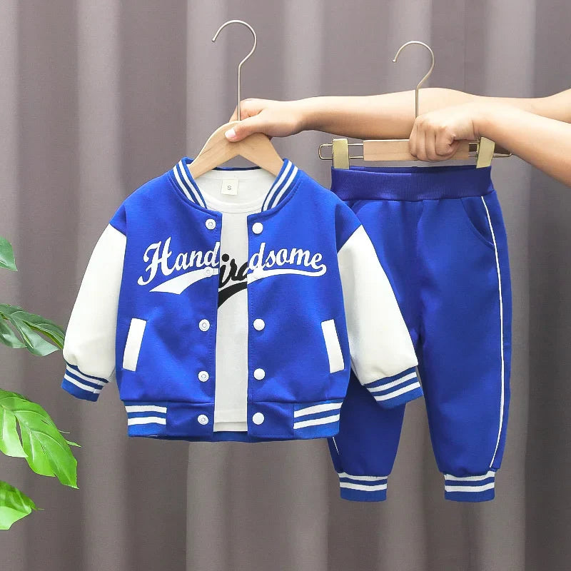 New Kids Baseball Clothing Suit Boys Girls Casual Sports Sets Coat Pants tripartite Spring Autumn Thin Baby Tracksuit Outfits