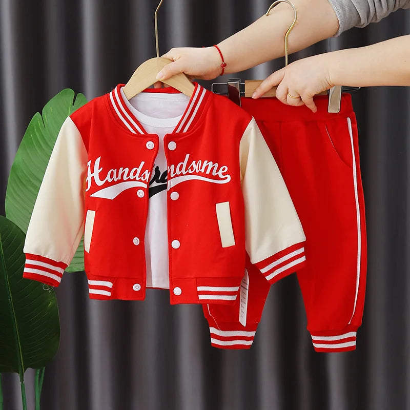 New Kids Baseball Clothing Suit Boys Girls Casual Sports Sets Coat Pants tripartite Spring Autumn Thin Baby Tracksuit Outfits