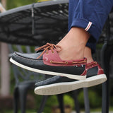 New Leather Men Casual Shoes Fashion Docksides Boat Shoes England Men's Flats Lace Up Men Loafers Breathable Handmade Moccasins