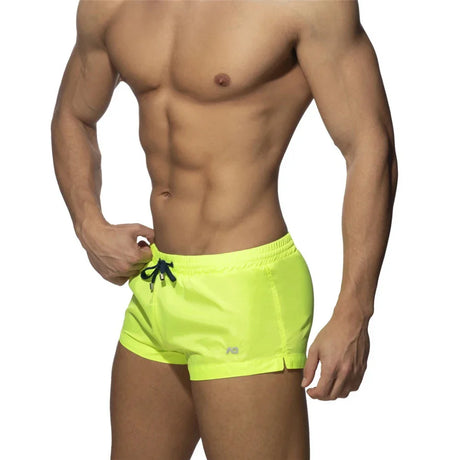 New Mens Swimming Trunks Classic Solid Color Three Point Quick Drying Swimming Trunks Low Waist Sexy Beach Surfing Sports Shorts