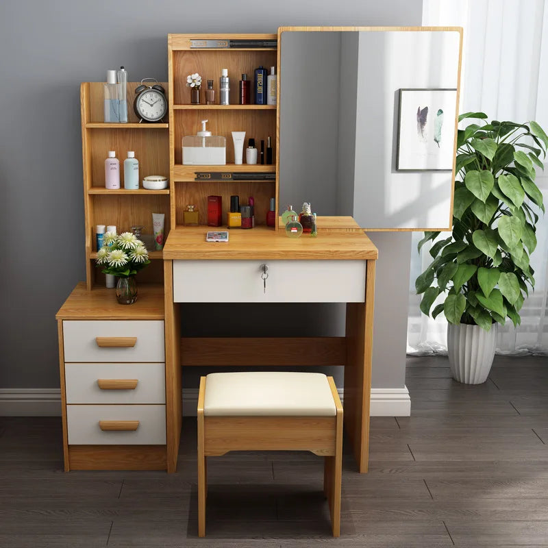 New Modern Dressing Table Cabinet Dressing Cabinet Apartment white desk Bedroom Vanity Desk with Light Mirror dresser Pink table