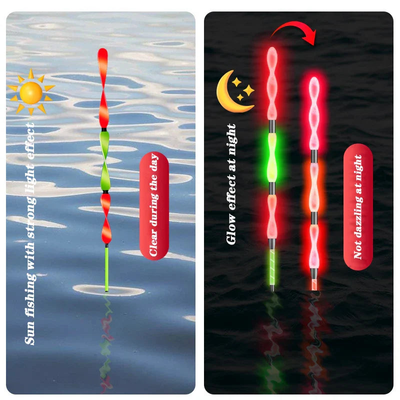 New Night Fishing Float Spiral Tail Gravity Sensing Red LED Electronic Float 1.4G-5.0G HighSensitivity Outdoor Fishing Equipment