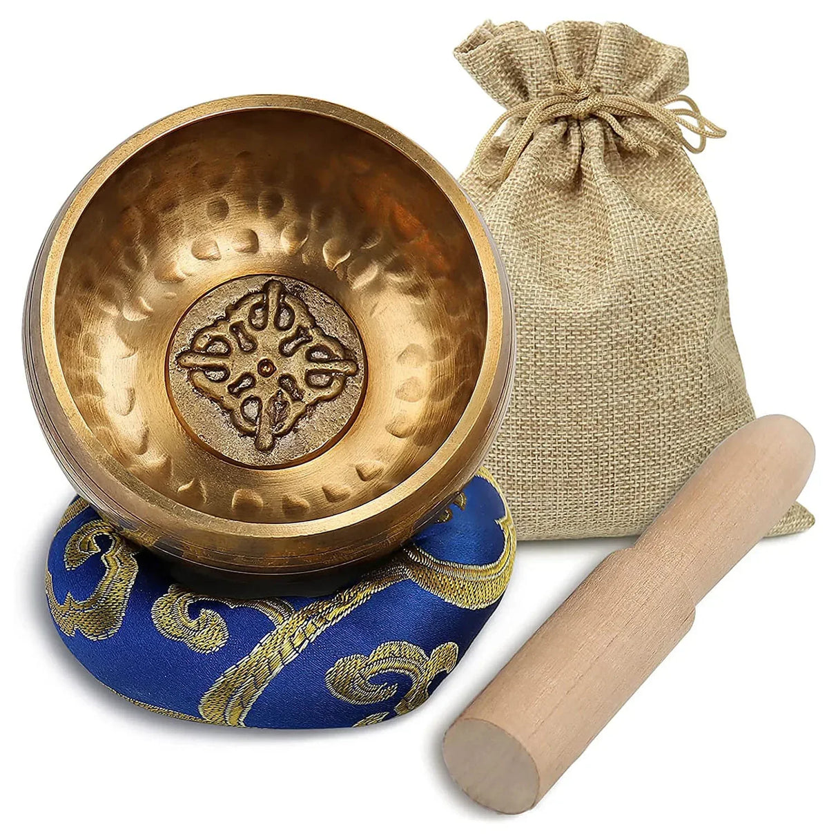 New Shining Gold Bowl Singing Bowl for Mindfulness Meditation Yoga Chanting with Good Resonation and Vibration