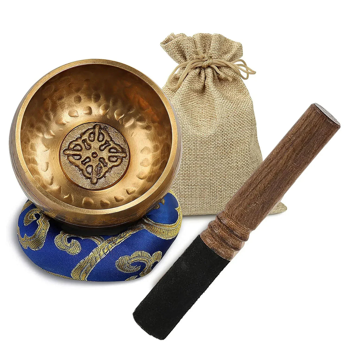 New Shining Gold Bowl Singing Bowl for Mindfulness Meditation Yoga Chanting with Good Resonation and Vibration