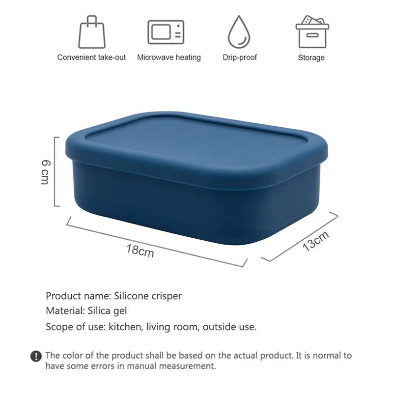 New Square Silicone Bowl Baby Food Supplement Box Teenager Lunch Box With Lid Fresh-Keeping Dustproof Microwave Refrigerator