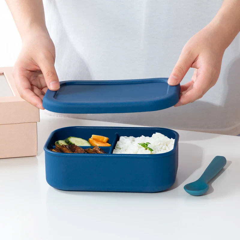 New Square Silicone Bowl Baby Food Supplement Box Teenager Lunch Box With Lid Fresh-Keeping Dustproof Microwave Refrigerator