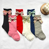 New Toddler Girls Knee High Socks Flower Bows Cute Baby Long Tube Socken Breathable Soft Children Leg Warmer Kids Casual Sock