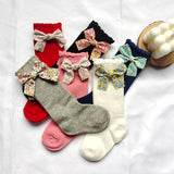 New Toddler Girls Knee High Socks Flower Bows Cute Baby Long Tube Socken Breathable Soft Children Leg Warmer Kids Casual Sock