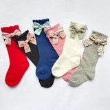 New Toddler Girls Knee High Socks Flower Bows Cute Baby Long Tube Socken Breathable Soft Children Leg Warmer Kids Casual Sock