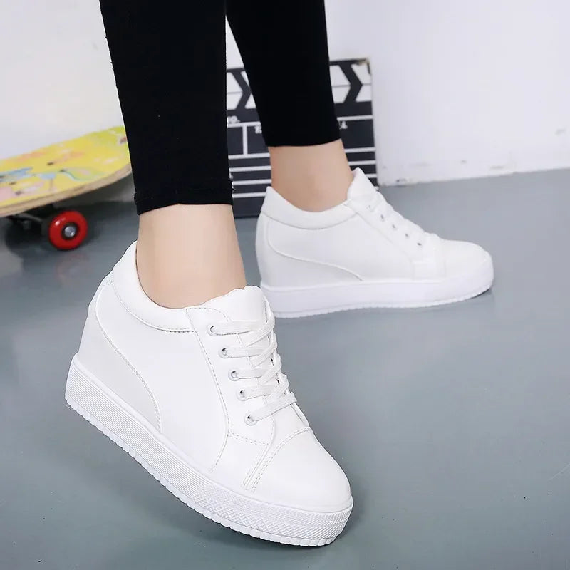 New White Hidden Wedge Heels Sneakers Casual Shoes Woman High Platform Shoes Women's High Heels Wedges Shoes for Women