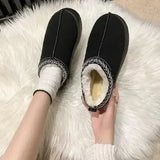 New Winter Fashion Women Snow Warm Suede Leather Lazy Loafers Boots Shoes Woman Lady Female Flat Bottine Botas Boots Mules 2024