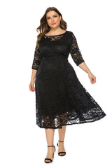 New Women Lace Plus Size Medium Length Evening Dress Elegant Unique Casual High Waist Attire Wedding Party Dresses Lady Clothing