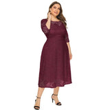 New Women Lace Plus Size Medium Length Evening Dress Elegant Unique Casual High Waist Attire Wedding Party Dresses Lady Clothing