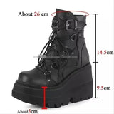 New Women Punk Gothic Motorcycle Boots 2023 Platform Chunky High Heel Ankle Boot Ladies Cool Wedge Woman Black Female Shoes