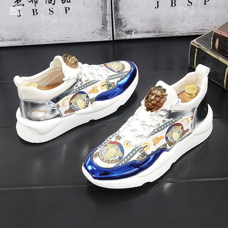 New male print trend casual shoes autumn breathable sneakers with the same net red spirit boy shoes A5