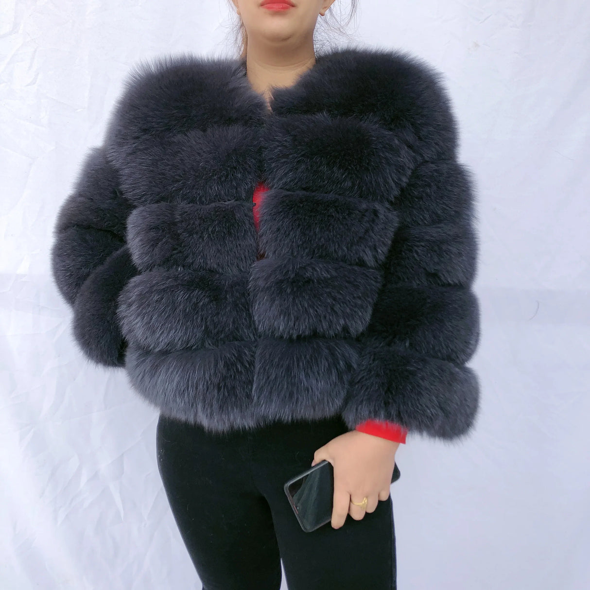 New real fox fur coat women's winter warm natural fur jacket Short raccoon fur coat 100% real fur coat high quality hot sale