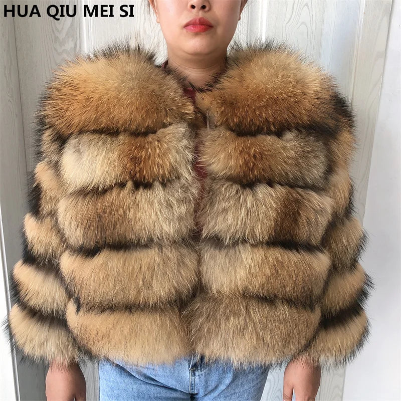 New real fox fur coat women's winter warm natural fur jacket Short raccoon fur coat 100% real fur coat high quality hot sale