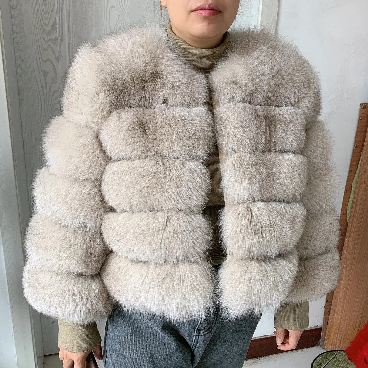 New real fox fur coat women's winter warm natural fur jacket Short raccoon fur coat 100% real fur coat high quality hot sale