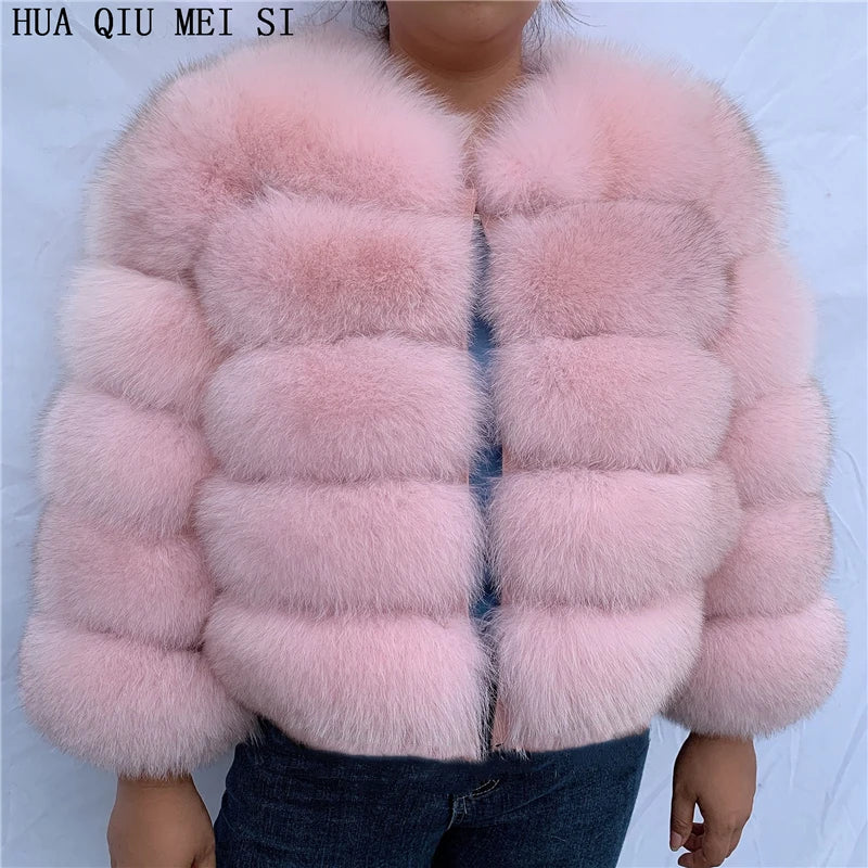 New real fox fur coat women's winter warm natural fur jacket Short raccoon fur coat 100% real fur coat high quality hot sale